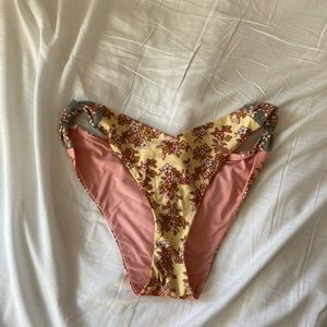 Yellow and pink aerie floral bikini bottoms size L